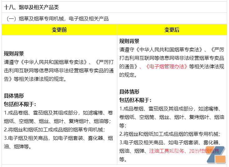 淘宝网更新电子烟禁售规则，明日生效